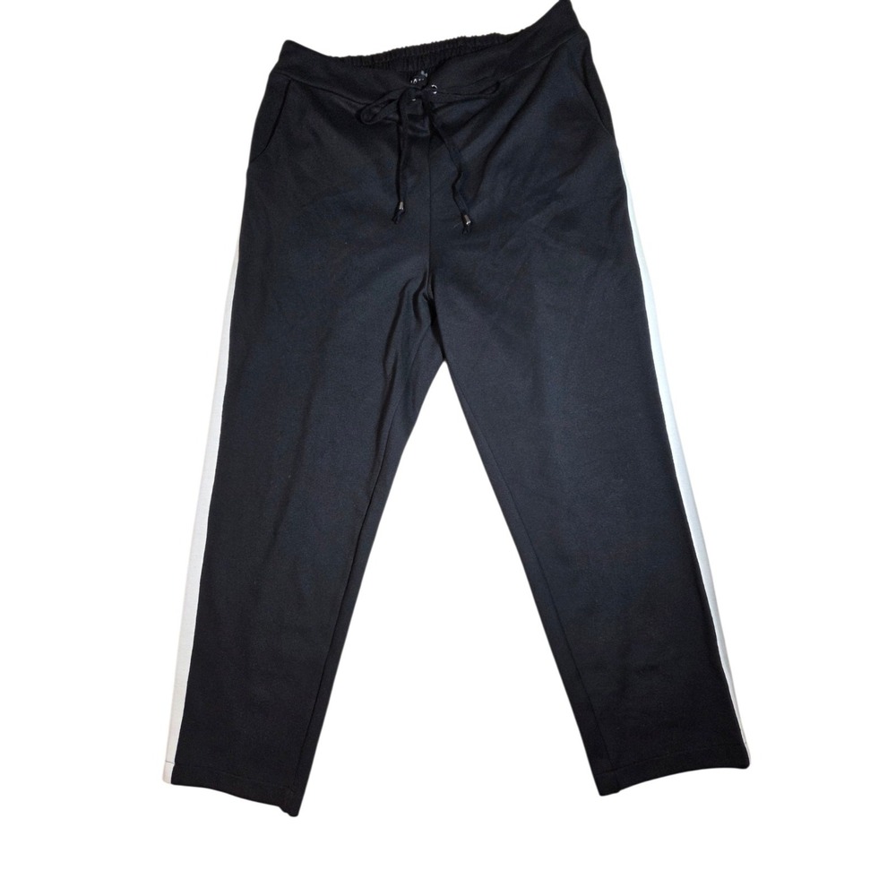 Black Sweat Pants W White Side High Rise Stripes Medium-Weight Miss Dalida 3/L